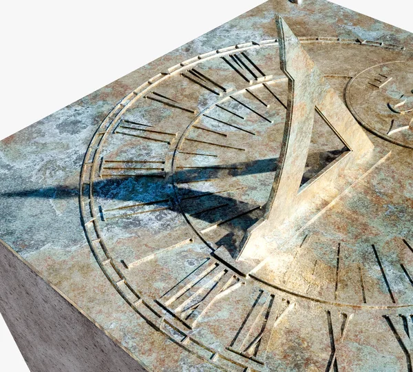 Reloj Sol Bronce Fundido Cuadrado Con Números Romanos Pie Una — Foto de Stock