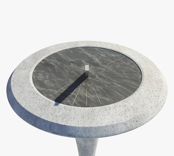 Reloj Sol Piedra Redonda Moderna Con Números Romanos Grabados Pie —  Fotos de Stock