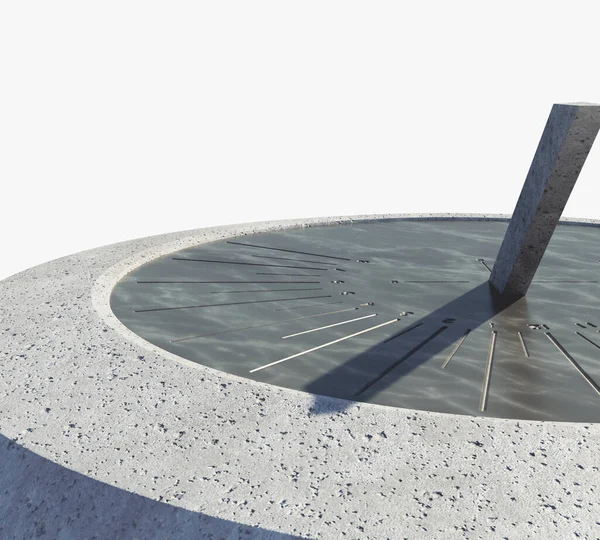 Una Moderna Meridiana Rotonda Pietra Con Numeri Romani Incisi Piedi — Foto Stock