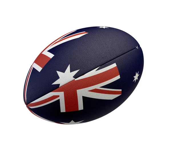 白を基調としたラグビーボールと オーストラリア国旗をイメージしたカラーデザイン 3Dレンダリング — ストック写真