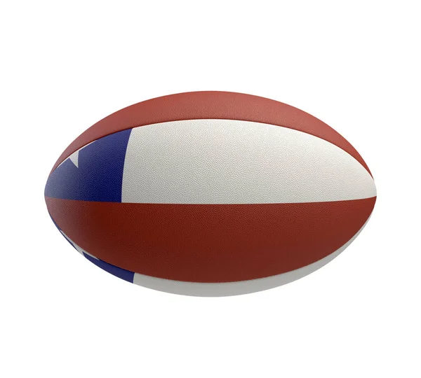 白を基調としたラグビーボールとチリ国旗をイメージしたカラーデザイン 3Dレンダリング — ストック写真