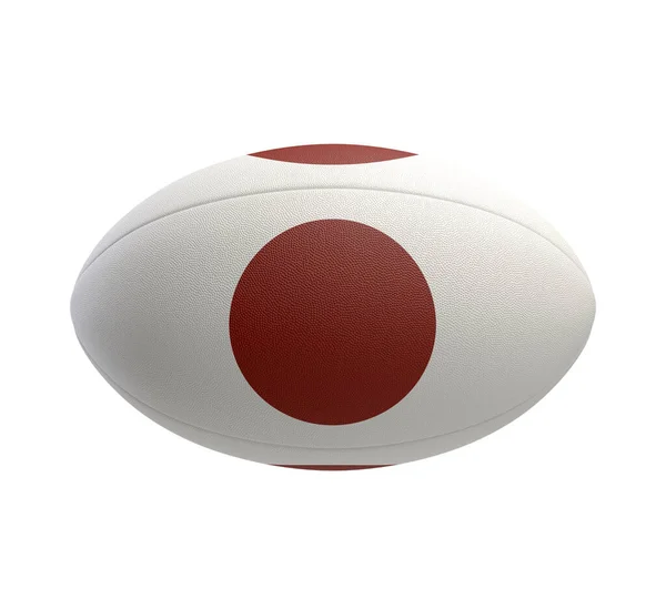 一个白色的纹理橄榄球球 颜色设计代表日本国旗在一个孤立的背景 3D渲染 — 图库照片