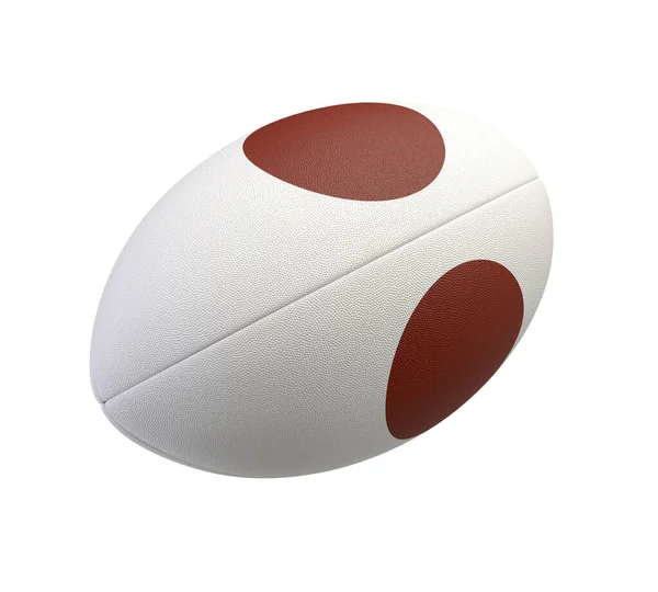 Une Balle Rugby Texturée Blanche Représentant Drapeau National Japon Sur — Photo