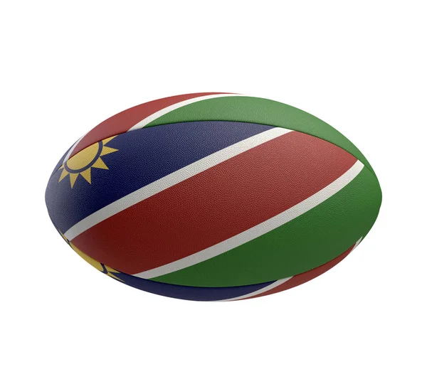 White Textured Rugby Ball Color Design Representing Namibia National Flag — Stock Photo, Image