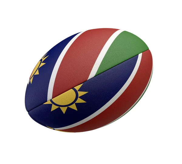 Uma Bola Rugby Texturizada Branca Com Design Cores Representando Bandeira — Fotografia de Stock