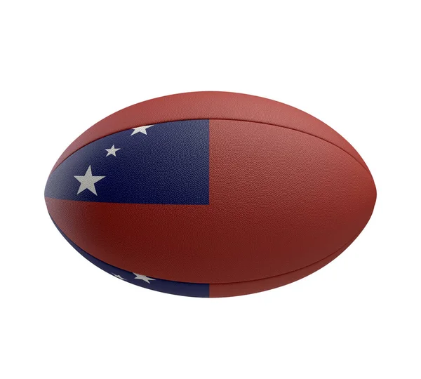 白を基調としたラグビーボールとサモア国旗をイメージしたカラーデザイン 3Dレンダリング — ストック写真