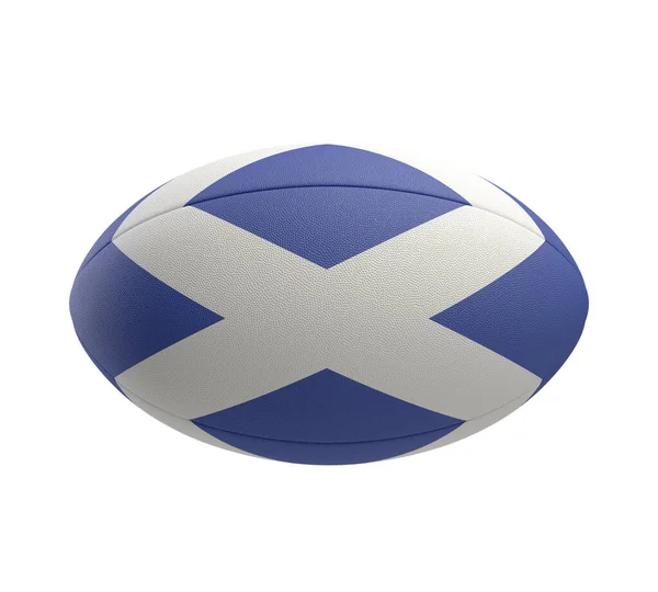 Fehér Texturált Rögbi Labda Színes Design Képviseli Skót Nemzeti Zászló — Stock Fotó