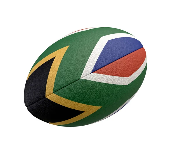白い質感のラグビーボールと 南アフリカの国旗をイメージしたカラーデザイン 3Dレンダリング — ストック写真