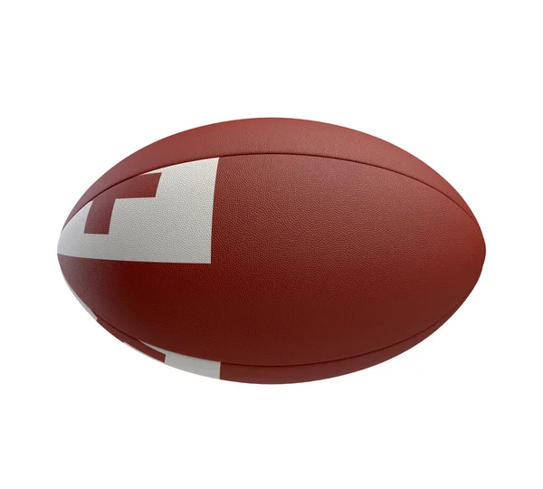 白を基調としたラグビーボールとトンガ国旗をイメージしたカラーデザイン 3Dレンダリング — ストック写真