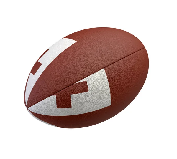 一个白色的纹理橄榄球球 颜色设计代表汤加国旗在一个孤立的背景 3D渲染 — 图库照片