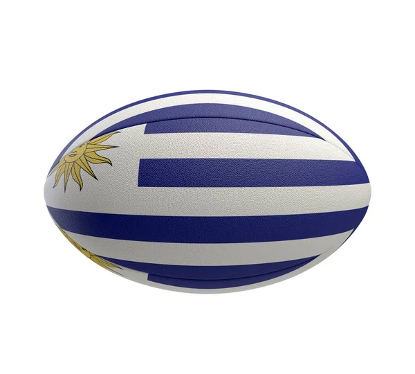 White Textured Rugby Ball Color Design Representing Uruguay National Flag — Stock Photo, Image