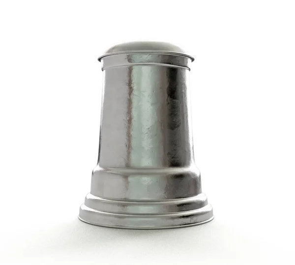 Een Vintage Zilveren Drinkbak Met Deksel Een Geïsoleerde Witte Studioachtergrond — Stockfoto