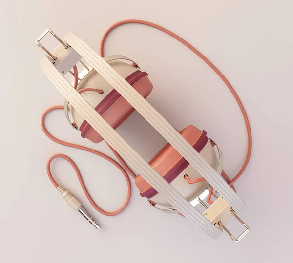 Klasik Kulaklık Seti Kablo Jack Fişi Ile Izole Edilmiş Arka — Stok fotoğraf