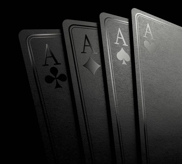 Traje Desplegado Cuatro Ases Casino Negro Jugando Las Cartas Con — Foto de Stock