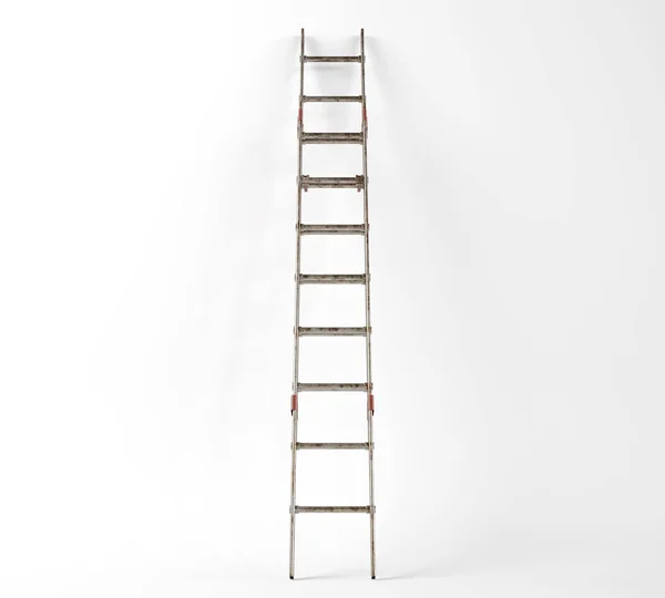 Eine Normale Ausziehbare Leiter Aus Aluminium Die Sich Einen Weißen — Stockfoto