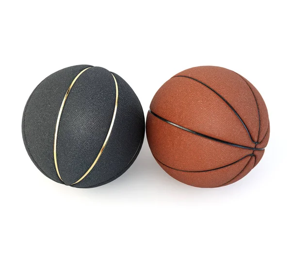 Egy Pár Szabályozás Narancs Fekete Gumi Kosárlabda Egy Elszigetelt Fehér — Stock Fotó