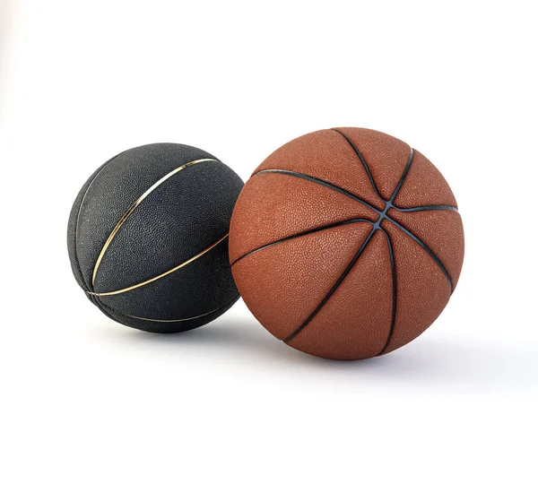 Egy Pár Szabályozás Narancs Fekete Gumi Kosárlabda Egy Elszigetelt Fehér — Stock Fotó