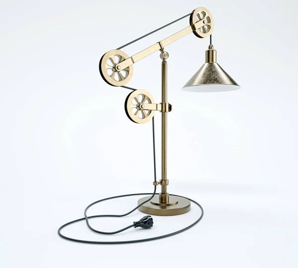 Egy Ipari Stílusú Asztali Lámpa Egy Elszigetelt Fehér Stúdió Háttér — Stock Fotó