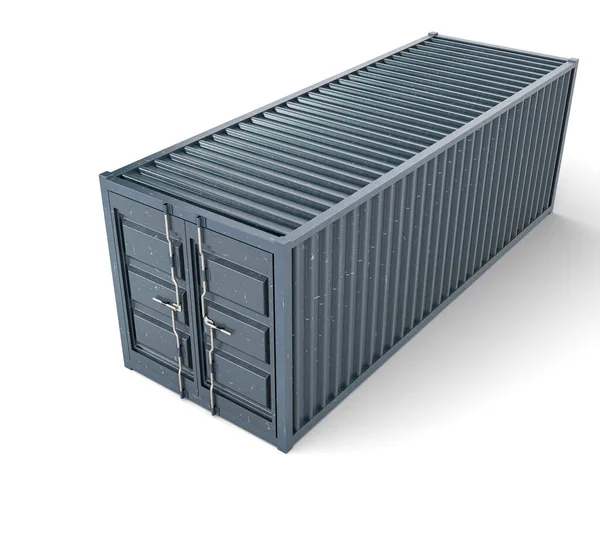 Shipping Container Shut Doors Locking Mechanism Isolated White Background Render — Stock Photo, Image