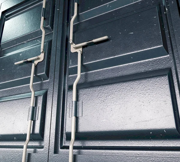 Kapalı Kapıları Olan Bir Nakliye Konteynırı Izole Edilmiş Beyaz Arka — Stok fotoğraf