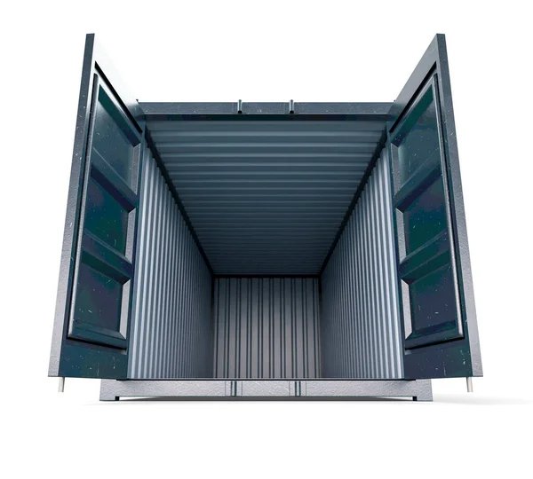 Container Con Porte Aperte Meccanismo Chiusura Uno Sfondo Bianco Isolato — Foto Stock