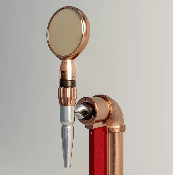 在一个孤立的背景下 一个主题为蒸汽灌装铜制啤酒水龙头的概念 3D渲染 — 图库照片