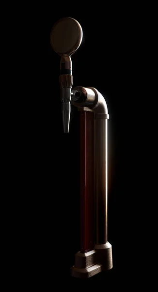 コンセプトスチームパンクをテーマにした銅製の生ビールタップ暗い隔離された背景 3Dレンダリング — ストック写真