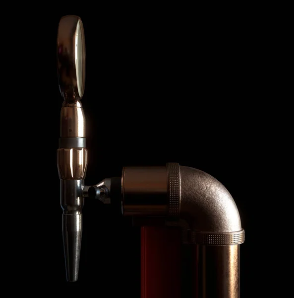 Ένα Concept Steampunk Θέμα Την Μπύρα Βαρελιού Χαλκού Ένα Σκοτεινό — Φωτογραφία Αρχείου