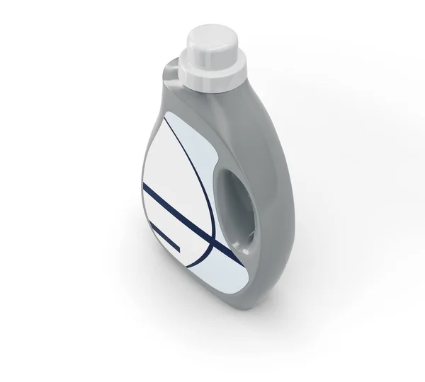 独立した背景にある一般的な産業用サイズの曲線状の洗剤容器 3Dレンダリング — ストック写真