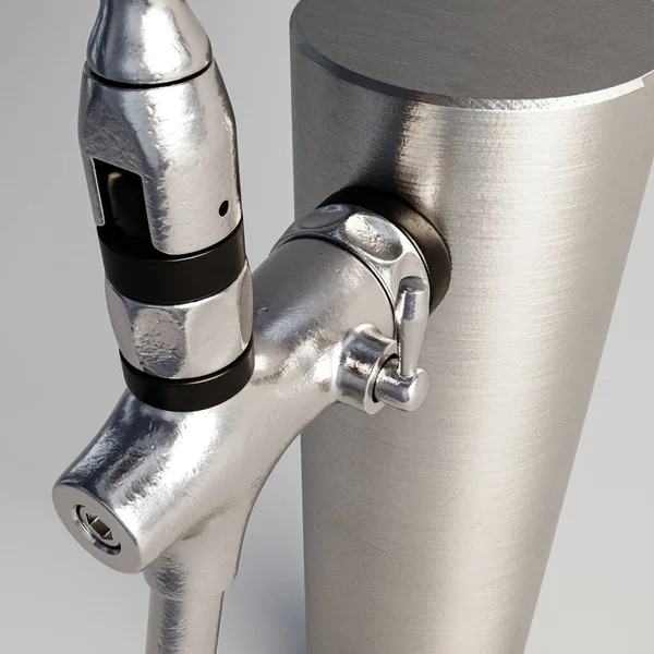 Concept Draught Beer Tap Made Cylindrical Shape Steel Fittings Isolated — Stock Photo, Image