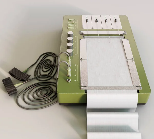 Una Máquina Detector Mentiras Polígrafo Retro Con Sondas Fijación Dedos — Foto de Stock