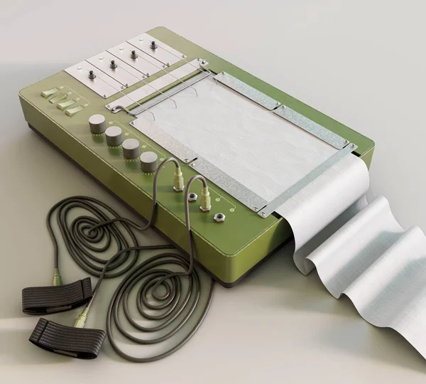 Μια Ρετρό Μηχανή Ανιχνευτή Ψεύδους Πολύγραφου Ανιχνευτές Σύνδεσης Δακτύλων Απομονωμένο — Φωτογραφία Αρχείου