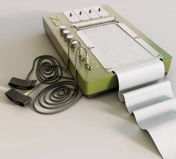 Una Máquina Detector Mentiras Polígrafo Retro Con Sondas Fijación Dedos —  Fotos de Stock