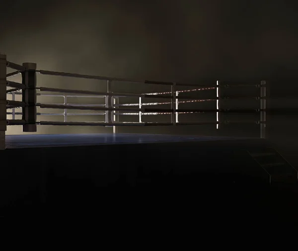 Ein Moderner Boxring Mit Gegensätzlichen Blauen Und Roten Ecken Die — Stockfoto