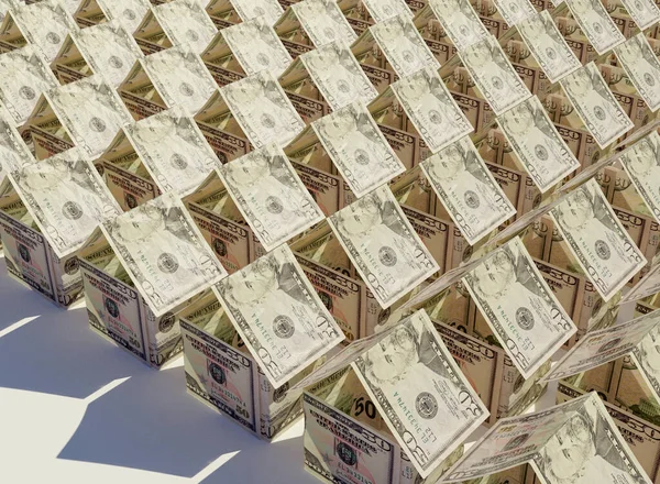 Een Concept Van Dollar Bankbiljetten Gevouwen Vorm Van Een Massa — Stockfoto