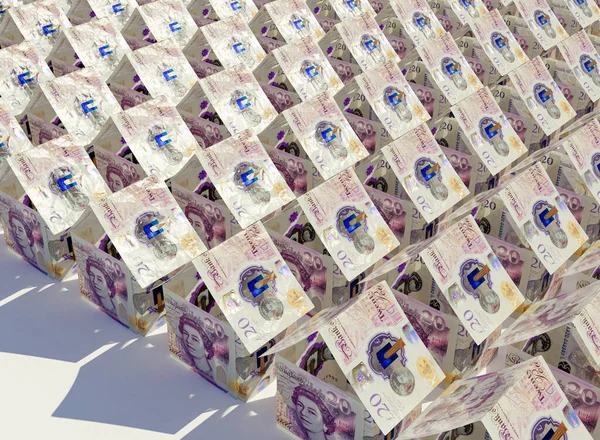 Een Concept Van Pond Bankbiljetten Gevouwen Vorm Van Een Massa — Stockfoto