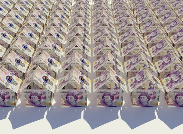 Een Concept Van Pond Bankbiljetten Gevouwen Vorm Van Een Massa — Stockfoto