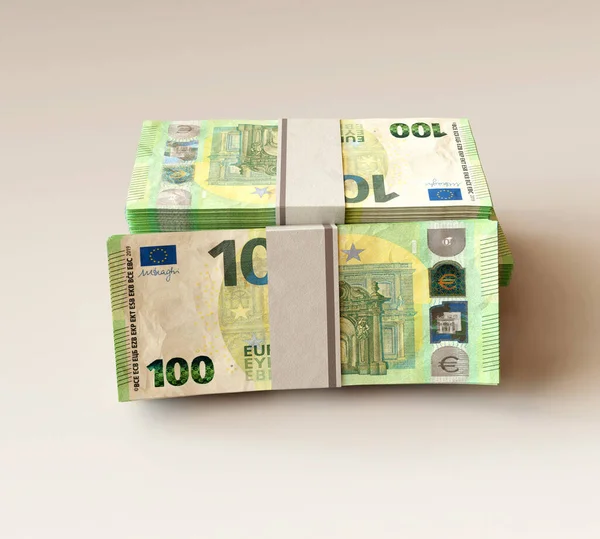 Una Pila Banconote Euro Bundle Uno Sfondo Chiaro Isolato Rendering — Foto Stock