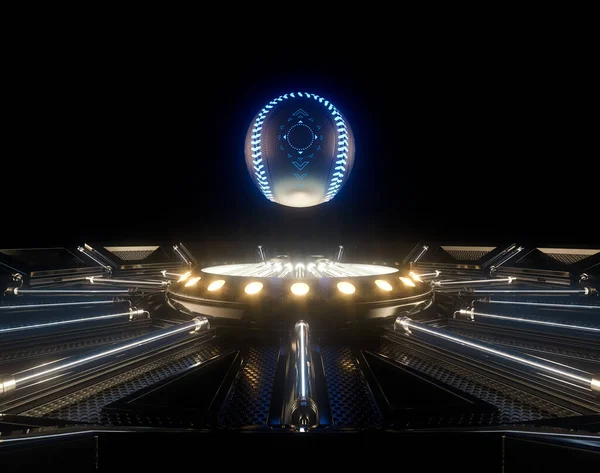 Een Futuristische Sport Concept Van Een Honkbal Verlicht Met Neon — Stockfoto