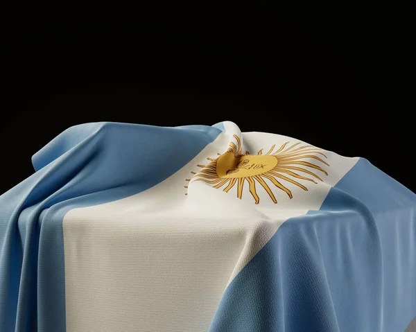 Una Bandera Argentina Envuelta Sobre Zócalo Piedra Sobre Fondo Estudio —  Fotos de Stock