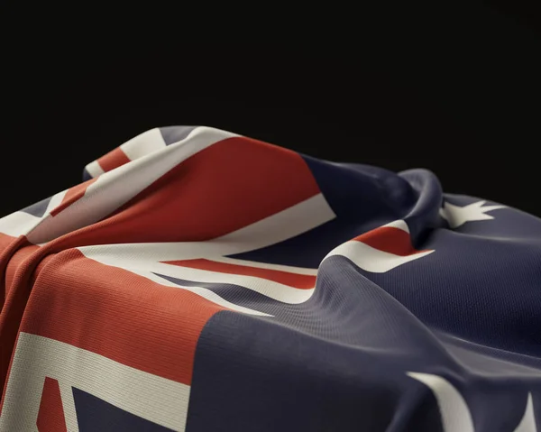 Eine Australische Flagge Drapiert Über Einem Steinsockel Auf Einem Isolierten — Stockfoto