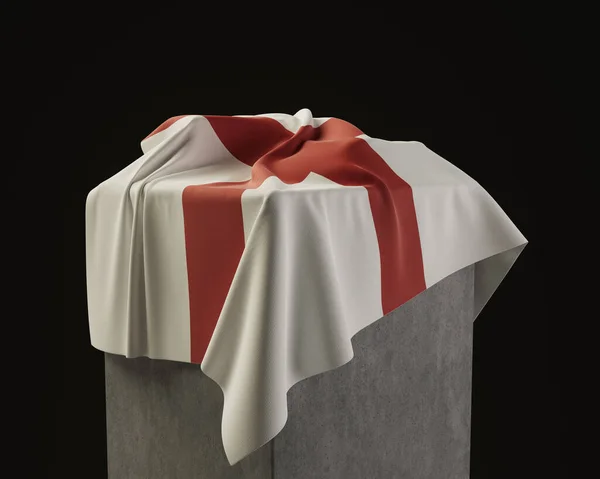 Английский Флаг Каменном Постаменте Изолированном Темном Фоне Студии Рендеринг — стоковое фото