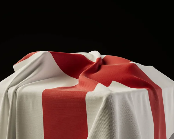 英国国旗覆盖在一个孤立的黑暗工作室背景上的石柱之上 3D渲染 — 图库照片