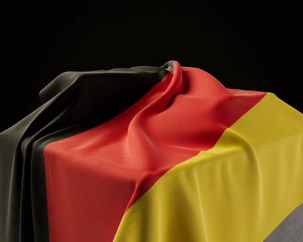 Германский Флаг Каменном Постаменте Изолированном Темном Фоне Студии Рендеринг — стоковое фото