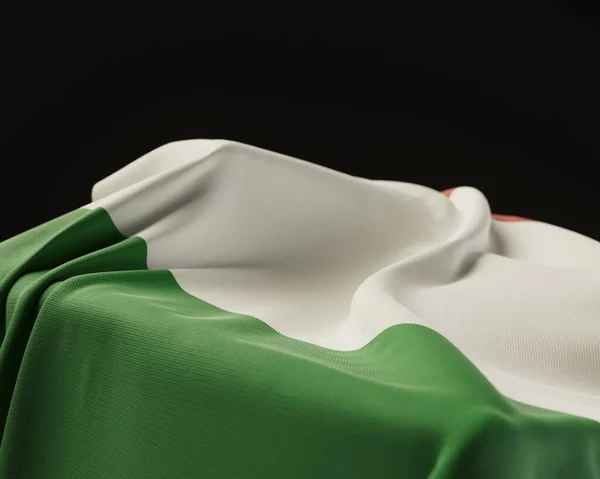 Eine Italienische Flagge Drapiert Über Einem Steinsockel Auf Einem Isolierten — Stockfoto