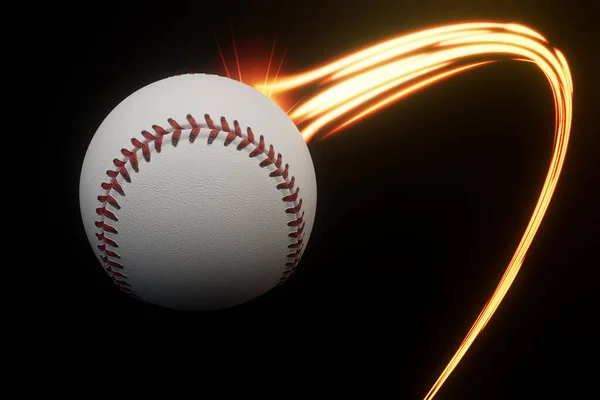 Бейсбольний Спортивний Пролітає Крізь Повітря Протікаючим Слідом Сяючих Магічних Вогнів — стокове фото