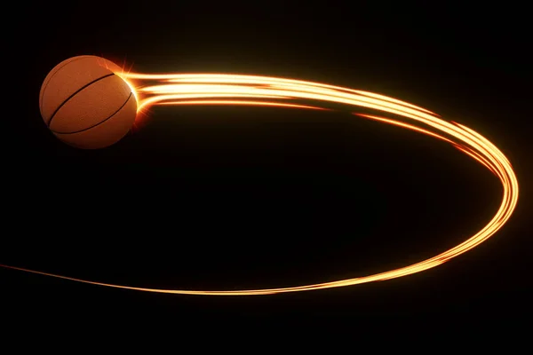 Μια Μπάλα Του Μπάσκετ Που Πετά Στον Αέρα Ένα Ρέον — Φωτογραφία Αρχείου