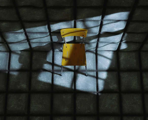 노란색 병원에서 어두운 더러운 패딩된 렌더링 — 스톡 사진