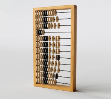 A vintage accounting abacus on an isolated white studio background - 3D render clipart
