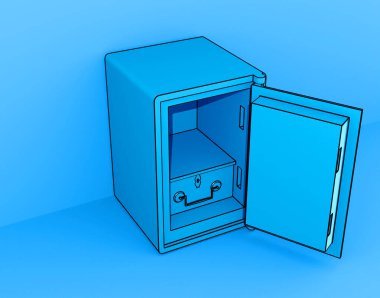 Yarım yamalak bir çizim ağır dökme demir döşeme döşeme kasasını izole edilmiş bir arka planda - 3 boyutlu canlandırma